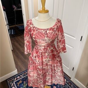 Vintage Montego Elegant Pink Floral Dress